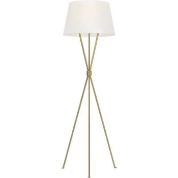 Penny 1 Light Floor Lamp, Burnished Brass, E27 - Elstead