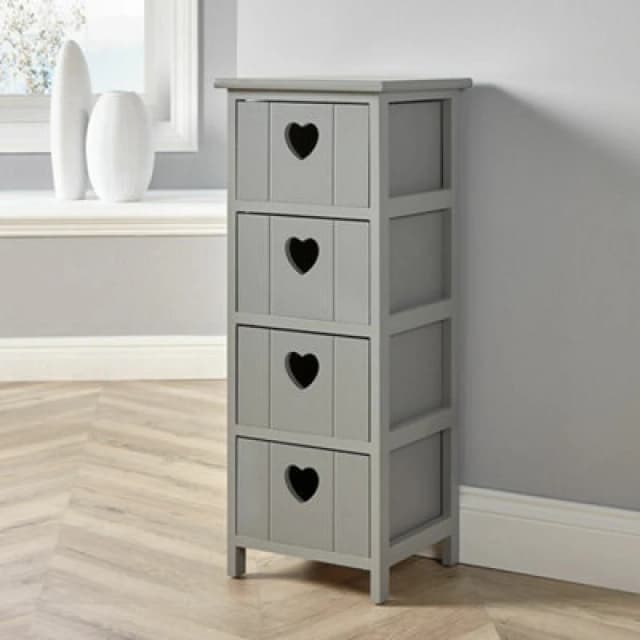 Home Source Lovestack Fully Assembled 4 Drawer Chest Storage Unit Grey