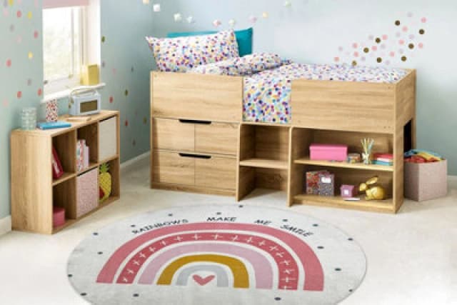RugsX Bambino 47810 Round Washing Carpet Rainbow, Dots For Children Anti Slip - White / Circle 80 Cm
