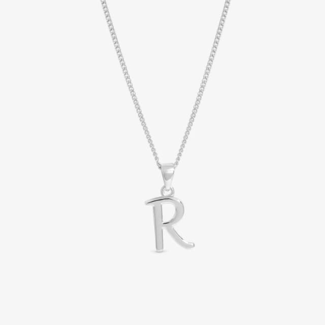 Simply Silver Womens Sterling Silver 925 Initial Pendant - R Silver Female One Size