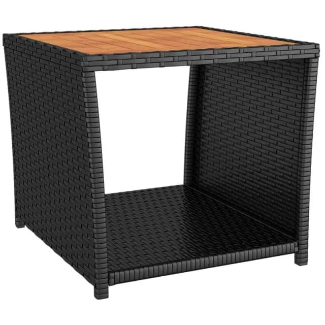 VIDAXL Tea Table with Wooden Top Black Poly Rattan&Solid Wood Acacia Vidaxl 319558