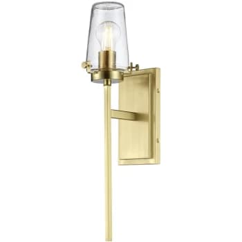 Alton 1 Light Wall Light, Brushed Brass, IP44, E27 - Elstead