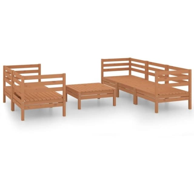 VIDAXL 6 Piece Garden Lounge Set Honey Brown Solid Pinewood vidaXL 8720286683576