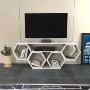 Decorotika - Bal 120 Cm Wide Hexagonal tv Unit ,Hexagonal Display tv Stand , Lowboard tv Cabinet Up To 51 TVs - Full Ephesus