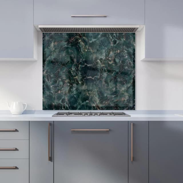 Warren Reed - Designer Dark Green Quartz Effect Kitchen Splashback Size: 600mm x 750mm Green Unisex 600mm x 750mm