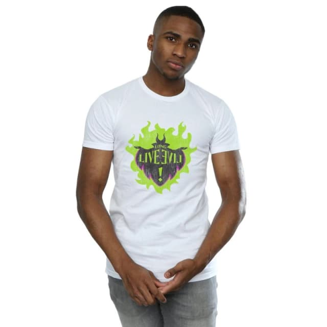Disney Men The Descendants Maleficent Long Live T-Shirt in White Size: Small White S Male 5057972011881