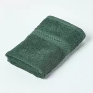 HOMESCAPES Turkish Cotton Face Cloth, Dark Green - Dark Green