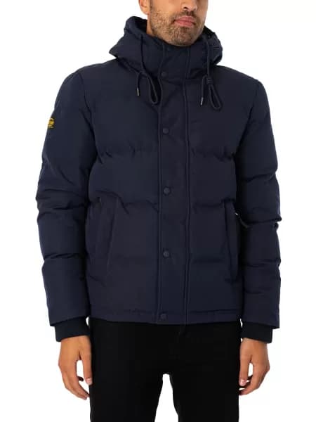 Superdry Everest Short Hooded Padded Coat - Navy, Size 3XL, Men