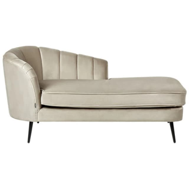 Beliani Left-Hand Chaise Lounge Allier Velvet Beige