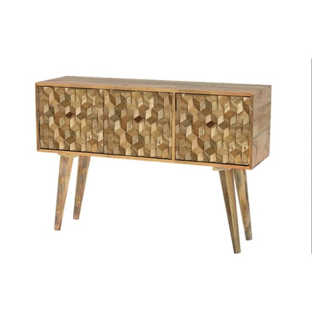Jaipur Furniture Ltd Geometric Sideboard 3 Door - Mango Wood - L35 x W115 x H76cm - Mango Light Finish in Brown Brown Unisex