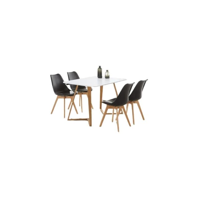 Life Interiors Life Interiors 5PCs Dining Set - a Dallas Dining Table & Set of 4 Lorenzo Tulip chairs with Padded Seat in Black One Size Unisex