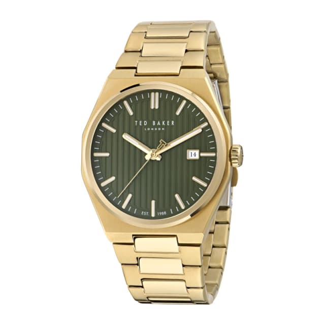Ted Baker Mens Barteen Quartz Analogue Quartz Watch Green/Gold male One Size