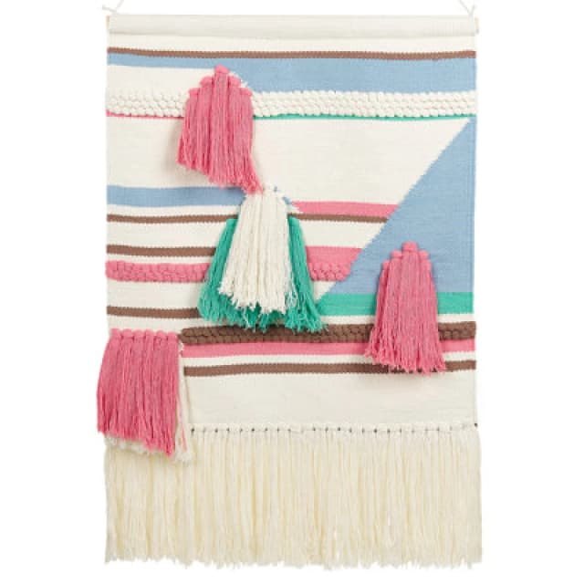 Beliani Fabric Wall Hanging Moola Cotton 109cm Light Beige