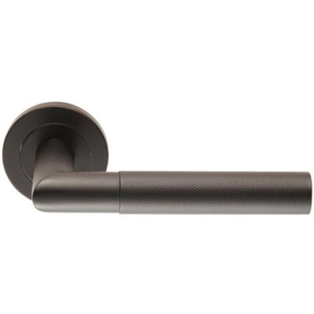Loops PAIR Knurled Round Bar Handle on Round Rose Concealed Fix Matt Black Black