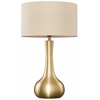Laurin Table Lamp in Satin Gold with Reni Shade - Beige - No Bulb