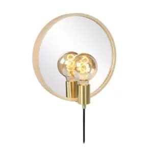 Reflex Scandinavian Round Mirror Light - 1xE27 - Light Wood