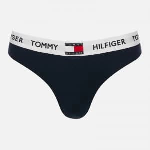Tommy Hilfiger Womens Original Cotton Thong - Navy Blazer - XS