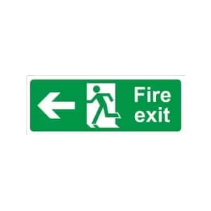 CASTLE PROMOTIONS Fire Exit Arrow Left - Self Adhesive Vinyl - 150mm x 400mm - SS011SA