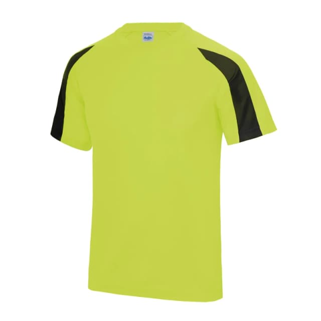 Just Cool Just Cool Men Contrast Cool Sports Plain T-Shirt in Bright Yellow Size: Small Bright Yellow S Male 5055747891478