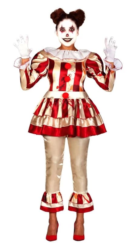 Fiestas Guirca Fancy Dress Scary Clown Costume in Beige Size: Medium Beige Unisex M