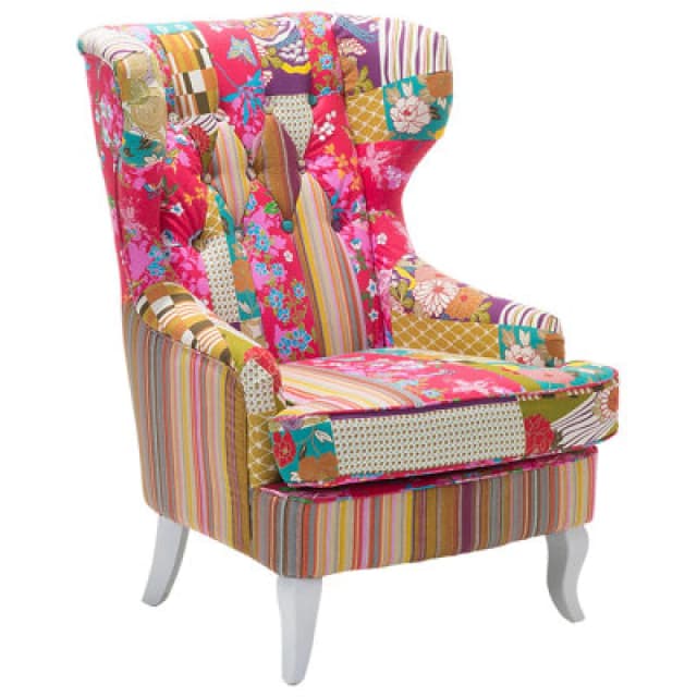 Beliani Wingback Chair Molde Fabric Fuchsia Pink