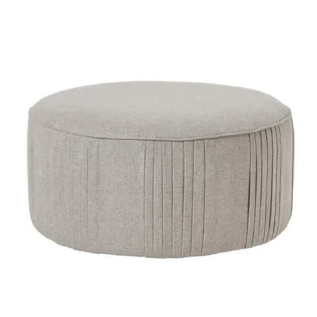 Hill Interiors Lily Swivel Ottoman In Oatmeal Twill - Wood - L82 X W82 X H43 Cm