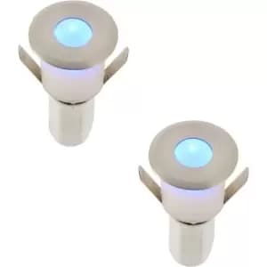 2 PACK Recessed Decking IP67 Guide Light - 1.2W Blue Light LED - Satin Nickel