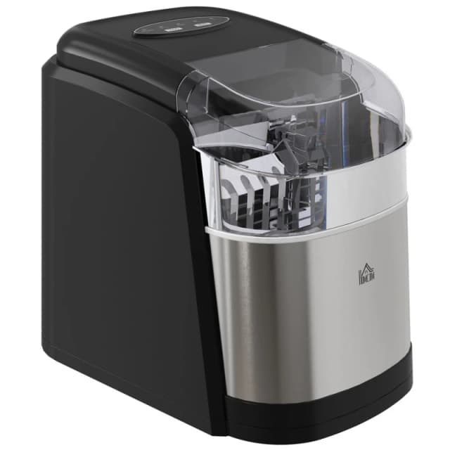 HOMCOM Portable Ice Cube Maker w/ 2 Cube Sizes 12Kg/24 Hrs, 9 Cubes/ 6-12Mins - Homcom 5056725394547