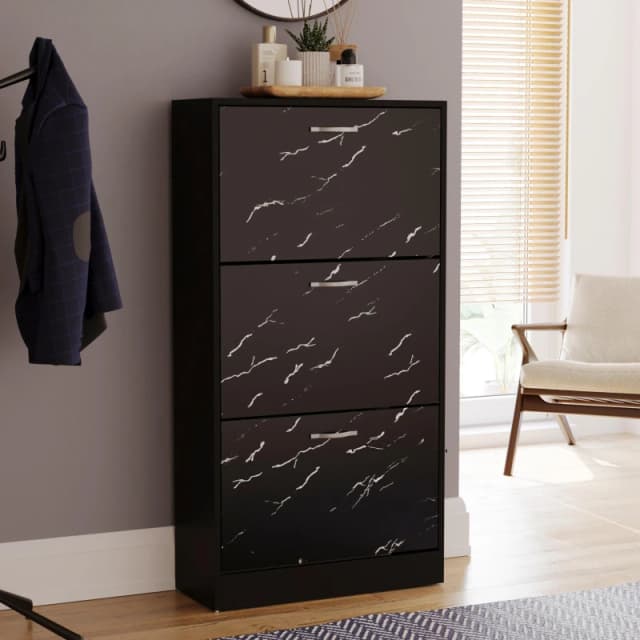 Lassic Vida Designs 3 Drawer Shoe Cabinet Black Marble unisex 3 Drawer