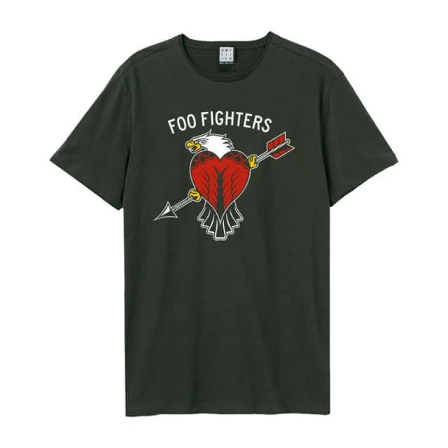 Amplified Amplified Men Eagle Tattoo Foo Fighters T-Shirt in Charcoal Size: Small Charcoal S Male 5063470409457