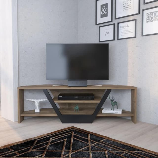 Decorotika Sares Corner TV Stand TV Unit for TVs up to 55" Light Brown