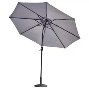 Glamhaus Garden Tilting Table Parasol For Outdoors With Solar Lights - Light Grey