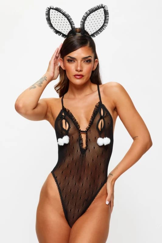 Ann Summers Bedroom Bunny Crotchless Body Black