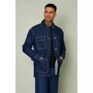 I Saw It First Blue Mens Denim Utility Jacket - Blue