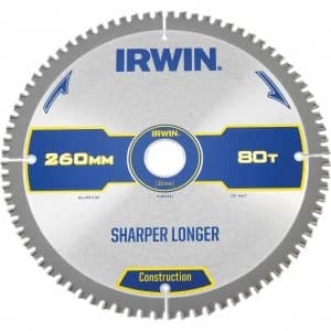 Irwin ATB Ultra Construction Circular Saw Blade 260mm 80T 30mm