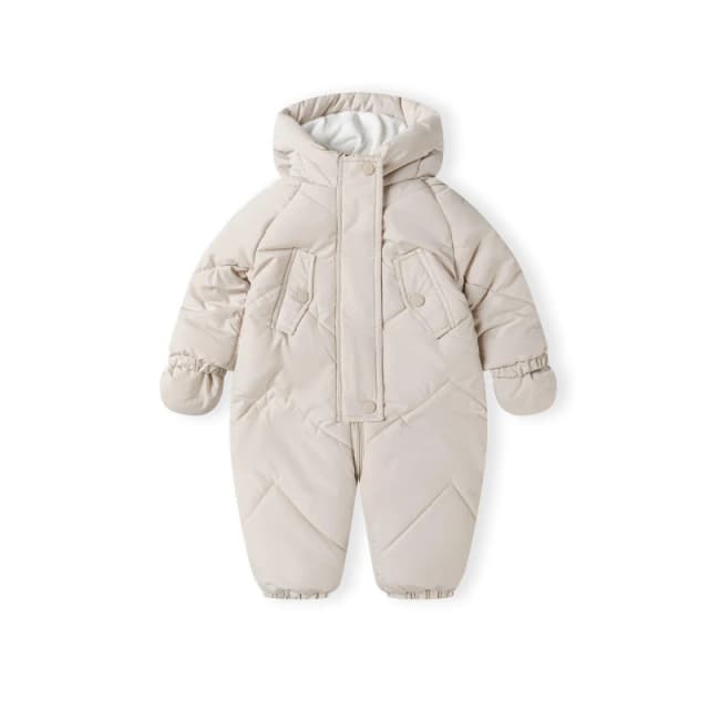 Minoti Boys snowsuit with ears fleece lining and mittens grey Stone male 6-9 Mnth