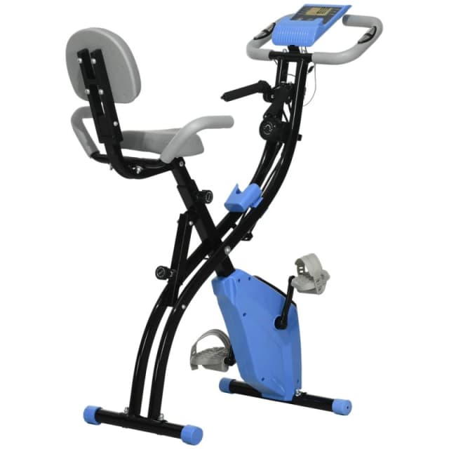 HOMCOM 2-In-1 Folding Exercise Bike with 8-Level Magnetic Resistance Blue A90-196LB
