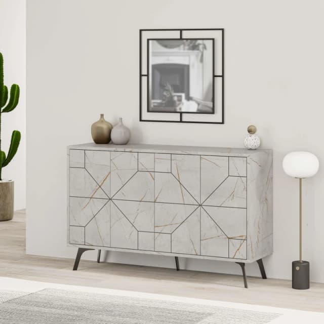 DECORTIE Decortie Dune Console Sideboard Display Unit - Gold Marble Effect M.K.23436.7