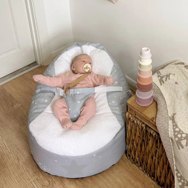 rucomfy Beanbags rucomfy Wish Upon a Star Gaga Baby Bean Bag - Soft Newborn Seat in Light Grey Light Grey Unisex