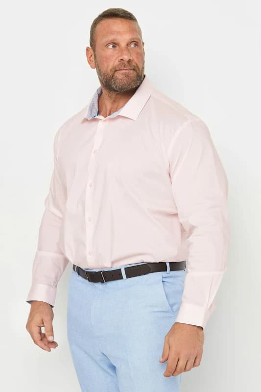 BadRhino BadRhino Men Formal Long Sleeve Shirt in Pink Pink One Size Male 5063111252862