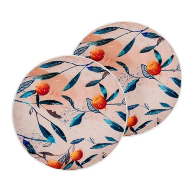 Beliani Set Of 2 Outdoor Cushions Pialpetta Plant Pattern 40 X 40 Cm Orange