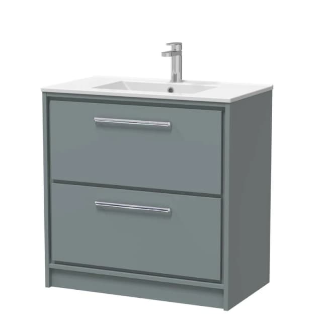 Balterley Bathroom Floor 2 Soft Close Drawer Vanity Unit & Basin, Grey, 800mm in Grey Grey Unisex