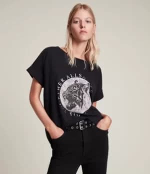 AllSaints Womens Lia Imogen Boy T-Shirt, Black, Size: M/L