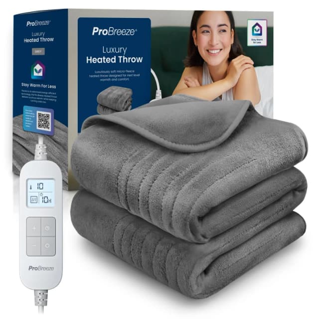Pro Breeze Fleece Electric Heated Throw in Grey Grey Unisex