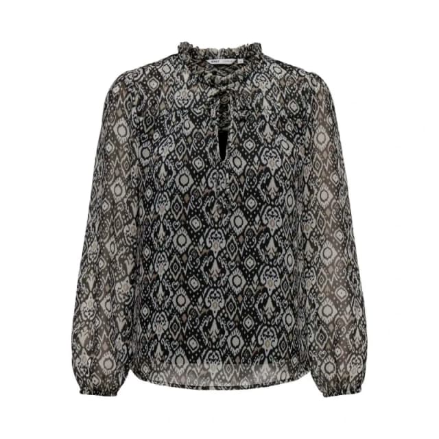 Only Draping High Neck Blouse Black/White Women XS;S;M