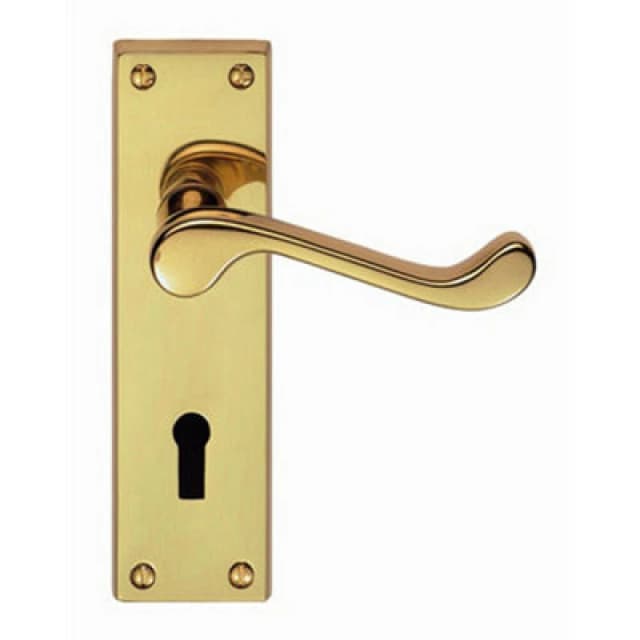 Loops PAIR Victorian Scroll Handle on Lock Backplate 150 x 43mm Polished Brass Metallics