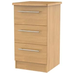 Robert Dyas Edina Ready Assembled 3-Drawer Bedside Table -Modern Oak