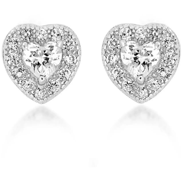 Be You Sterling Silver CZ Heart Earrings Silver female 6mm