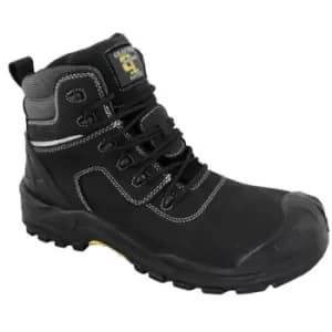 Grafters Mens Leather Laced 6" Safety Boot (11 UK) (Black)