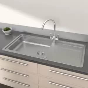 Single Bowl Chrome Stainless Steel Kitchen Sink with Reversible Drainer - Enza Isabella